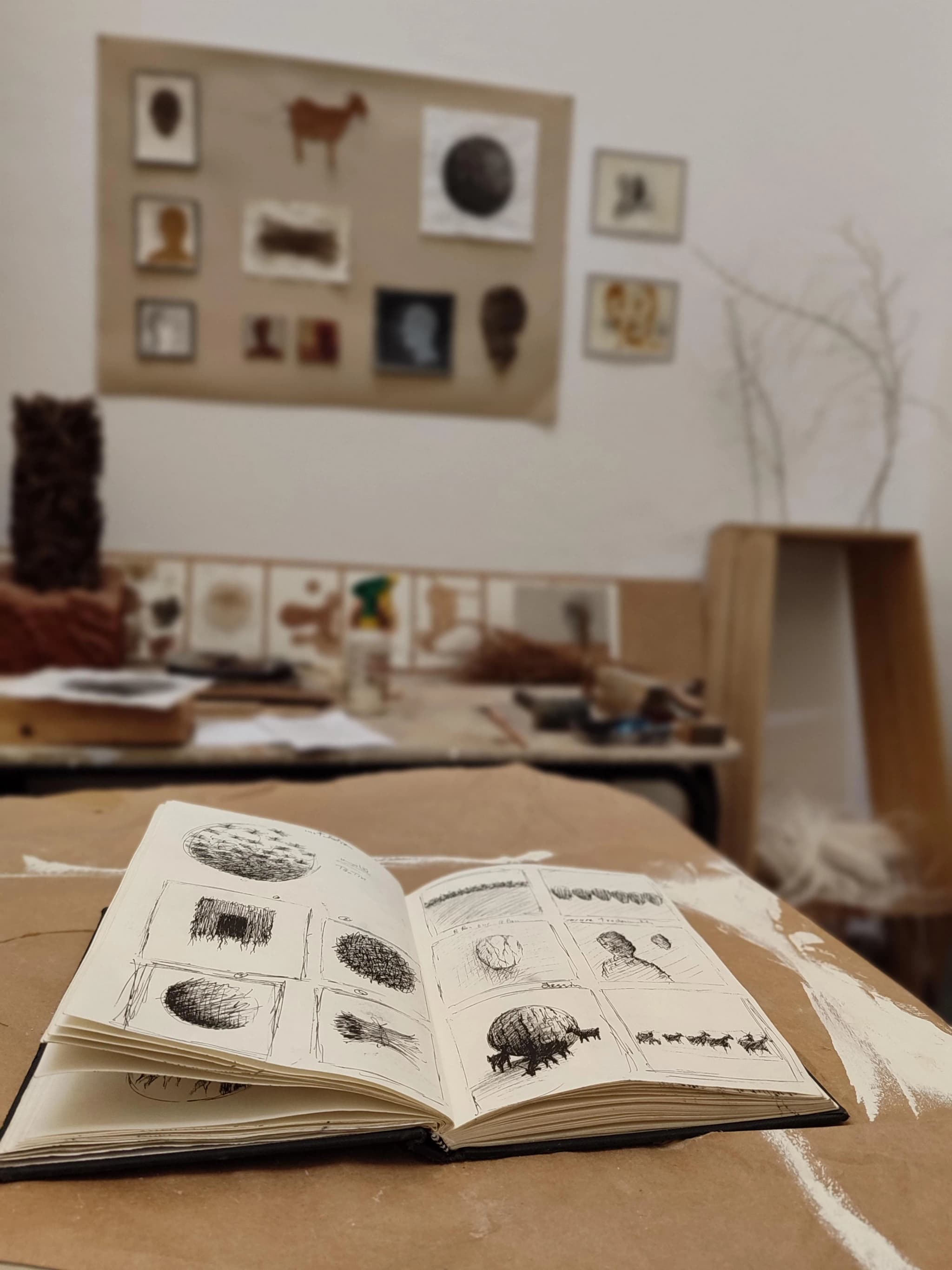 Noureddine Ouarhim at work in his studio