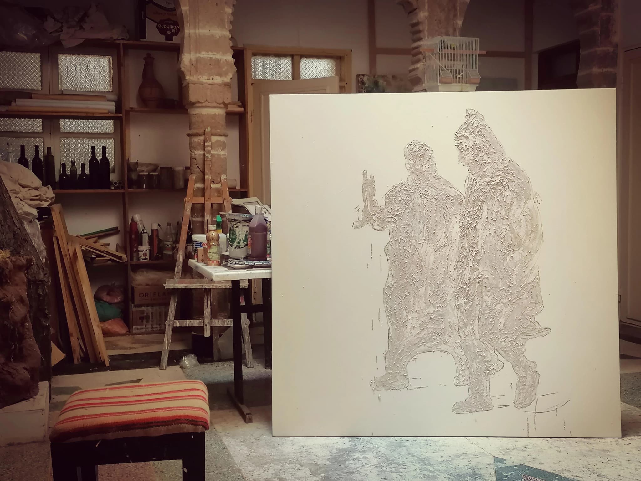 Noureddine Ouarhim at work in his studio