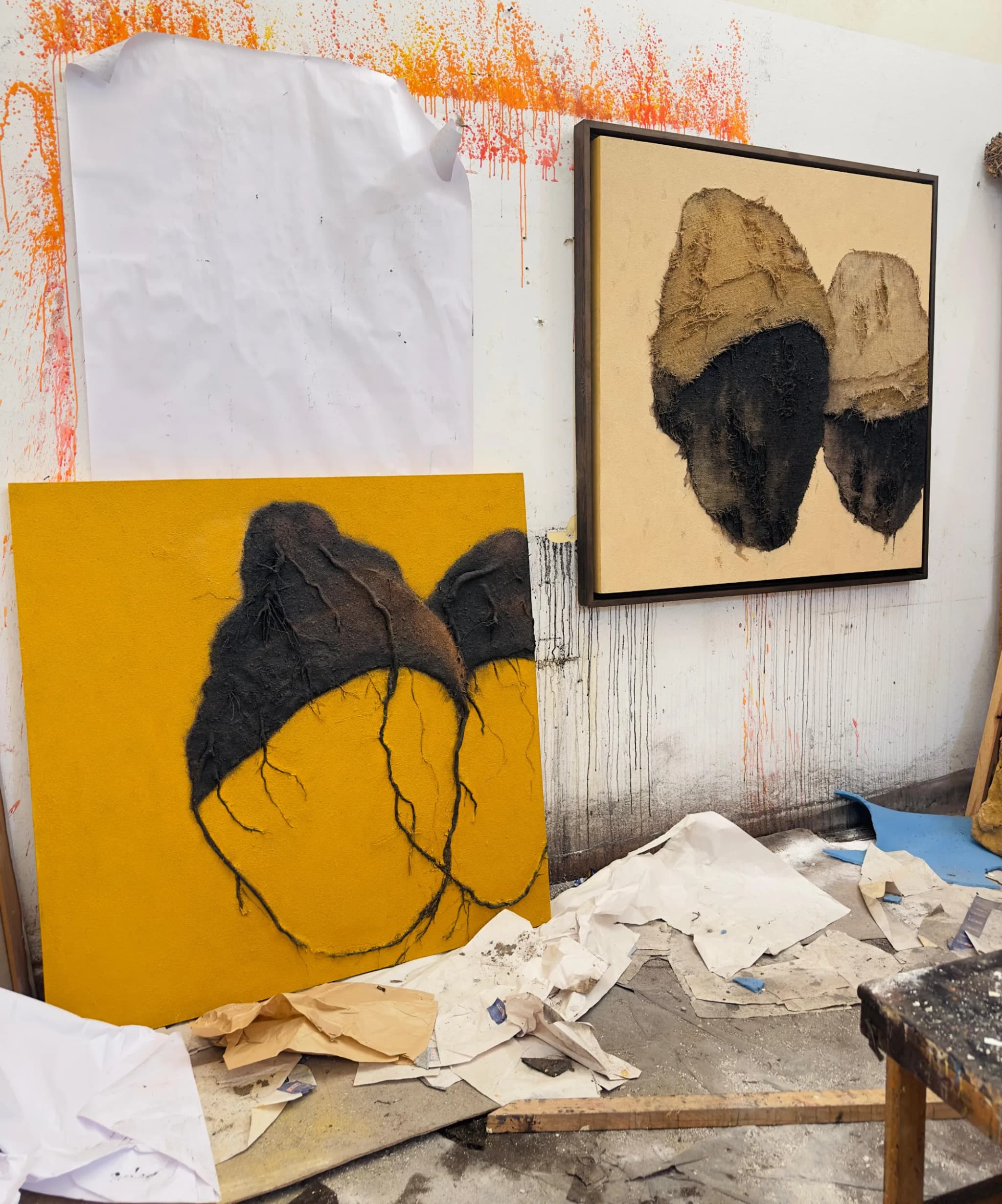 Noureddine Ouarhim at work in his studio
